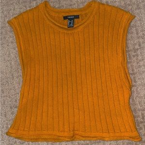 New Orange Ribbed Sweater Vest Tank Top